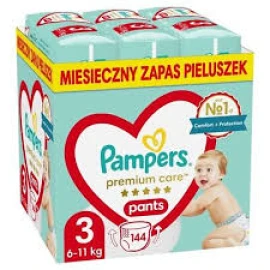 Pampers Premium Care Pants No.3 Monthly Pack (6-11kg) Βρεφικές Πάνες Βρακάκι, 144τεμ