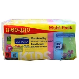 Septona Calm n Care Panthenol Wet Wipes For Kids, 2x60 τεμάχια