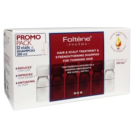 Foltene Promo Pack Men Hair and Scalp Treatment & Shampoo Αγωγή με Αμπούλες Κατά της Ανδρικής Τριχόπτωσης 12 αμπούλες & Σαμπουάν Ενδυνάμωσης 200ml