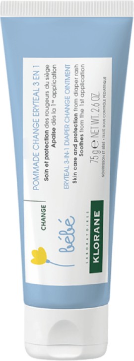 Klorane Bebe Pommade Eryteal 3 in 1, Κρέμα για την Αλλαγή της Πάνας 75gr