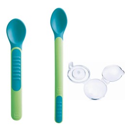 MAM Heat Sensitive Spoons & Cover Θερμοευαίσθητα Κουταλάκια με θήκη Πράσινο 6m+ 2τμχ