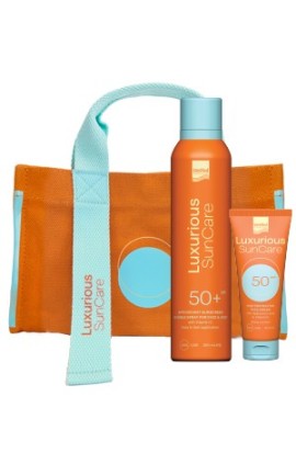 Luxurious SunCare Face & Body Pack (High UV Protection & Hydration) Sunscreen Face Cream SPF50 75ml & Antioxidant Sunscreen Invisible Spray SPF 50+., 200ml