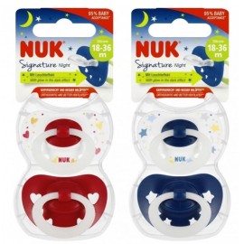 Nuk Signature Night Ορθοδοντικές Πιπίλες Σιλικόνης Νυκτός 18-36 Μηνών 2 τεμάχια