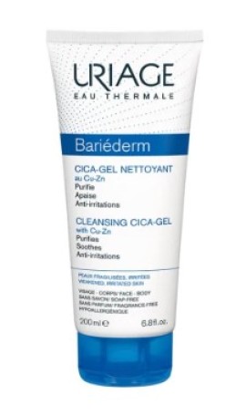 Uriage Bariederm Cica Cleansing Gel, Τζελ Καθαρισμού με Χαλκό και Ψευδάργυρο και Πλούσια Υφή, 200ml