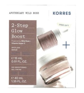 Korres Apothecary Wild Rose 2-Step Glow Boost Promo με Day-Brightening Gel-Cream Κρέμα Προσώπου Ημέρας, 40ml & Δώρο Spotless Serum Διφασικός Ορός Προσώπου για Λάμψη, 15ml, 1σετ