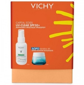 Vichy Capital Soleil Promo UV-CLEAR Αντηλιακό Προσώπου SPF50+, 40ml & Δώρο Mineral 89 Κρέμα Booster Ενυδάτωσης, 15ml, 1σετ