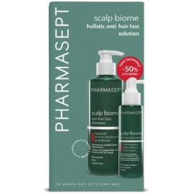 Pharmasept Πακέτο Προσφοράς με Scalp Biome Anti-Hair Loss Shampoo Σαμπουάν κατά της Τριχόπτωσης με Πρεβιοτικά, 400ml & Scalp Biome Anti-Hair Loss Serum Εξειδικευμένος Ορός κατά της Τριχόπτωσης (-50% Τιμή Γνωριμίας), 100ml, 1σετ