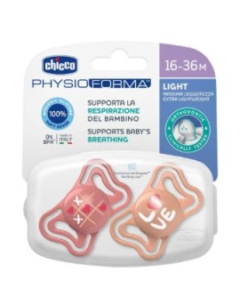 Chicco σετ πιπίλες 2 τμχ physio forma light 16-36m, ροζ