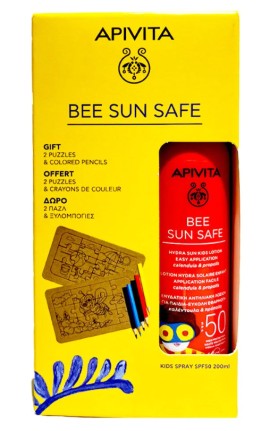 Apivita Promo Bee Sun Safe ProΑντηλιακή Λοσιόν σε Spray για Παιδιά , 200ml & Δώρο Παιδικό Παζλ & Ξυλομπογιές