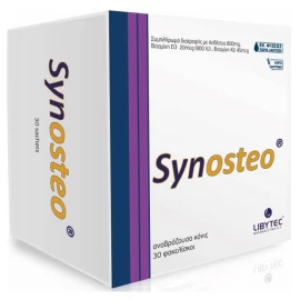 Libytec Synosteo Συμπλήρωμα Διατροφής με Ασβέστιο 800mg & Vit D3 20mcg (800iu) & Vit K2 45mcg 30 Φακελίσκοι