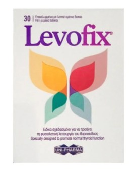 Uni-Pharma Levofix, για την Φυσιολογική Λειτουργία του Θυροειδούς, 30 Δισκία