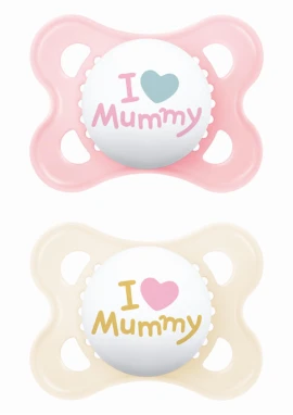 MAM I Love Mummy & Daddy Ορθοδοντική Πιπίλα Σιλικόνης Ροζ 2-6 μηνών 2τμχ