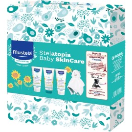 Mustela Set Stelatopia Baby Skincare Αφρόλουτρο για Σώμα & Μαλλιά 200ml + Μαλακτική Κρέμα 200ml + Μαλακτικό Βάλσαμο 200ml + Μπουρνούζι 1 τεμάχιο