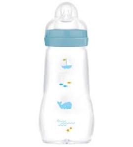 MAM Feel Good Γυάλινο Μπιμπερό Μπλε 2+μηνών 260ml