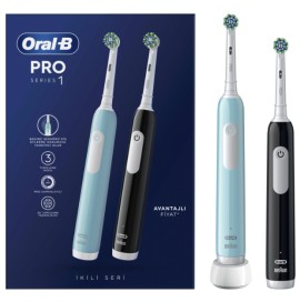 Oral-B Pro Series 1Duo Edition Ηλεκτρική Οδοντόβουρτσα Γαλάζια και Μαύρη 2τμχ.