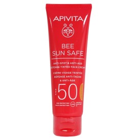 Apivita Bee Sun Safe Anti-spot & Anti-age Tinted Golden SPF50 Αντιηλιακή Κρέμα Προσώπου κατά των Πανάδων & των Ρυτίδων με Χρώμα Απόχρωση Golden 50ml