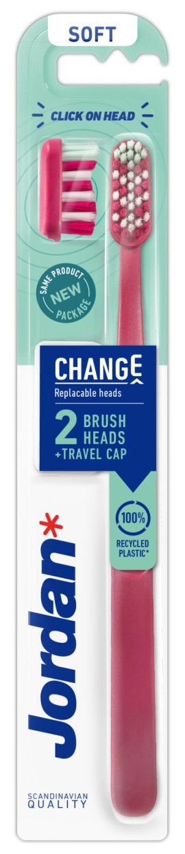 Jordan Change Soft Toothbrush with 2 Brush Heads