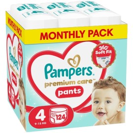 Pampers Premium Care Pants Monthly Pack No.4 (9kg-15kg) Βρεφικές Πάνες - Βρακάκι, 124τεμ