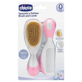 Chicco Βούρτσα - Χτένα απο φυσική τρίχα ρόζ