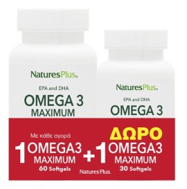 Natures Plus Omega-3 Maximum, 60+30 μαλακές κάψουλες
