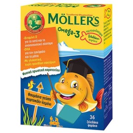 Mollers Omega 3 Ζελεδάκια Ψαράκια για παιδιά με Γεύση Πορτοκάλι-Λεμόνι 36τμχ