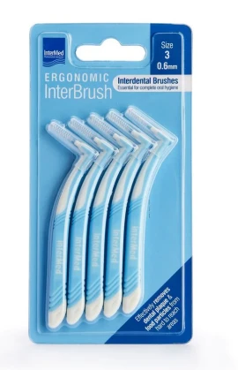 Intermed Ergonomic Μεσοδόντια Βουρτσάκια με Λαβή 0.6mm Γαλάζια 5τμχ