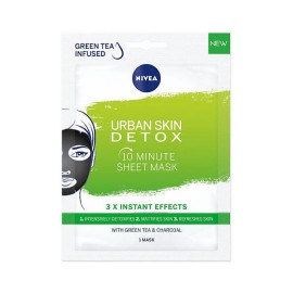 NIVEA Urban Skin Detox Υφασμάτινη Μάσκα με Άνθρακα & Εκχύλισμα πράσινου Τσαγιού 1τμχ