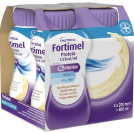 Nutricia Fortimel Protein 1,5kcal Βανίλια Θρεπτικό Συμπλήρωμα Διατροφής σε Υγρή Μορφή Υψηλής Περιεκτικότητας σε Πρωτεϊνη, 4 x 200ml