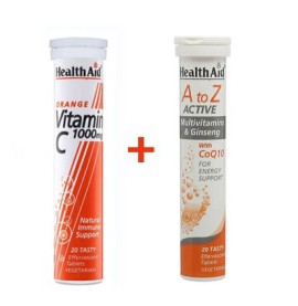 Health Aid A to Z Active 20 αναβράζουσες ταμπλέτες + Vitamin C 1000mg Πορτοκάλι 20 αναβράζουσες ταμπλέτες