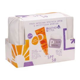 Panthenol Extra Promo Glass Skin Routine Aντιηλιακό Gel Προσώπου SPF50, 50ml, 24ωρη Κρέμα Προσώπου & Ματιών, 50ml & Δώρο Νεσεσέρ, 1τεμ, 1σετ