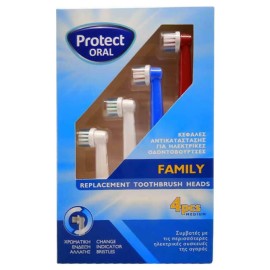 Protect Oral Family Replacement Toothbrush Heads Ανταλλακτικά Ηλεκτρικής Οδοντόβουρτσας 4τμχ