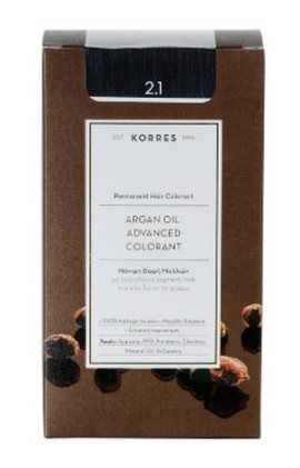 Korres Argan Oil 2.1 Μόνιμη Βαφή Μαύρο Μπλε 50ml