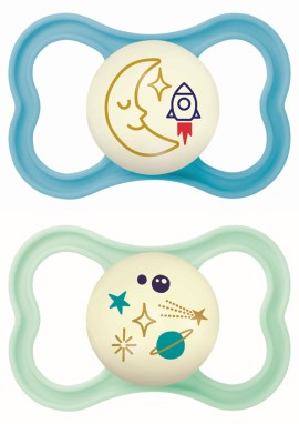 Mam Πιπίλα Air Night Σιλικόνης 6-16m Γαλάζιες 2τμχ