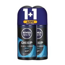 Nivea Πακέτο Προσφοράς Men Deep Black Carbon Beat 48h Deo Roll-On 2x50ml