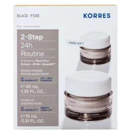 Korres 2-Step 24h Routine Promo Μαύρη Πεύκη 4D Κρέμα Ημέρας Σύσφιξης & Lifting για Ξηρές & Πολύ Ξηρές Επιδερμίδες, 40ml & Δώρο Μαύρη Πεύκη 4D Κρέμα Νυκτός για Σύσφιγξη & Lifting, 15ml, 1σετ