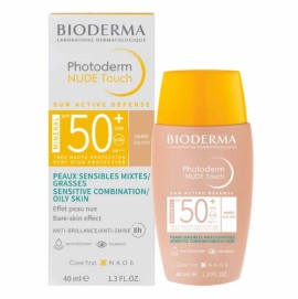 Bioderma Photoderm Nude Touch Mineral Αντηλιακή Κρέμα Προσώπου με SPF50+ Απόχρωση Golden (Doree) για Ευαίσθητο, Μεικτό/Λιπαρό Δέρμα 40ml