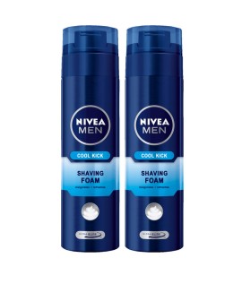 Nivea Men Cool Kick Shaving Foam Αφρός Ξυρίσματος 2x200ml (3 ευρώ Δώρο)