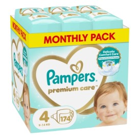 Pampers Premium Care Monthly Pack No.4 (9-14kg) Βρεφικές Πάνες, 174τεμ