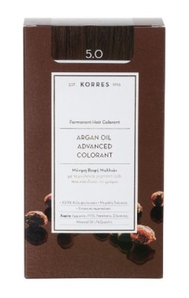 Korres Argan Oil Advanced Colorant Μόνιμη Βαφή Μαλλιών 5.0 Καστανό Ανοιχτό Φυσικό 50ml