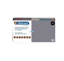 Alfashield Alfa Gloves Εξεταστικά Γάντια Latex μιας Χρήσης Χωρίς Πούδρα Λευκό Extra Large 100τμχ