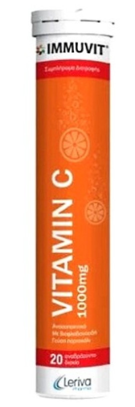 LERIVA Immuvit Vitamin C 1000mg Πορτοκάλι 20αναβ.δισκ.
