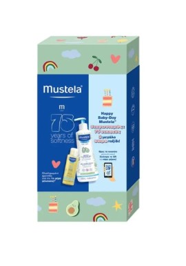 Mustela Happy Birthday Promo Kit, Απαλό Αφροντούς 500ml & Λάδι Μασάζ 100ml