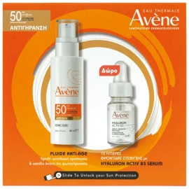 Avene Eau Thermale Promo Anti-Age Fluid Αντιηλιακό Προσώπου SPF50, 40ml & Δώρο Avene Hyaluron Activ B3 Ορός Προσώπου, 10ml, 1σετ