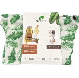 Dr Organic Promo Moroccan Argan Oil Body Wash 250ml & Deodorant 50ml & Virgin Coconut Oil Lip Balm Spf15, 5.7ml & Δώρο Νεσεσέρ