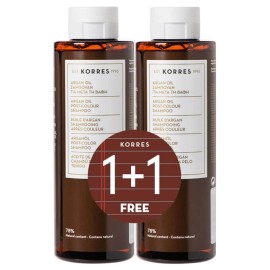 Korres Shampoo Argan Oil Σαμπουάν για μετά την Βαφή 1+1 ΔΩΡΟ 2x250ml