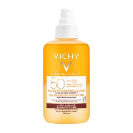Vichy Capital Soleil Solar Protective Water Spray With Beta Carotene SPF50 Αντηλιακό Νερό Προστασίας Προσώπου - Σώματος για Λαμπερό Μαύρισμα 200ml