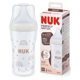 Nuk Μπιμπερό Perfect Match Rainbow με Θηλή Σιλικόνης 3m+, 260ml