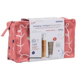 Korres Promo Antiaging & Antispot Suncare Ritual Αντηλιακή & Αντιρυτιδική Προστασία με Red Grape Αντηλιακή Κρέμα Προσώπου SPF50, 50ml, Black Pine Κρέμα Ημέρας για Σύσφιξη & Lifting, 20ml & Δώρο Naked Summers x Korres Νεσεσέρ, 1τεμ, 1σετ