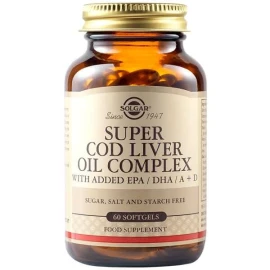 Solgar Super Cod Liver Oil Complex Συμπλήρωμα Διατροφής Μουρουνέλαιο με Βιταμίνες Α & D 60Softgels
