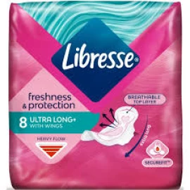 Libresse V-Protection Σερβιέτες Ultra+ Long με φτερά 8 τεμάχια